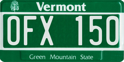 VT license plate OFX150