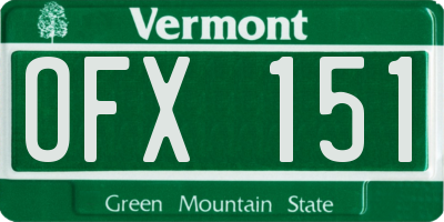VT license plate OFX151