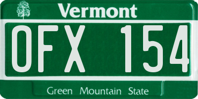 VT license plate OFX154