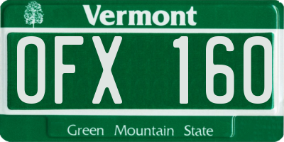 VT license plate OFX160