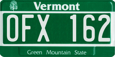 VT license plate OFX162