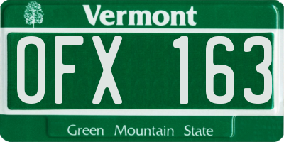 VT license plate OFX163