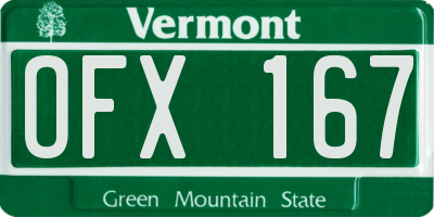 VT license plate OFX167