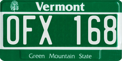 VT license plate OFX168