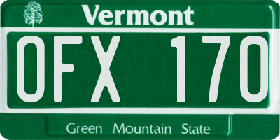 VT license plate OFX170