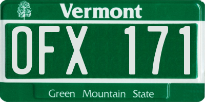 VT license plate OFX171