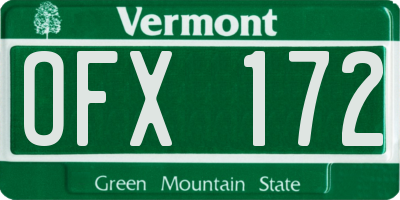 VT license plate OFX172