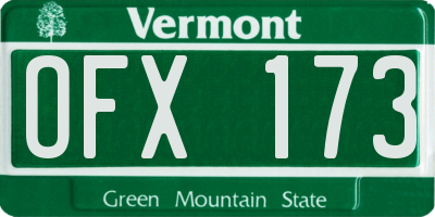 VT license plate OFX173