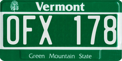 VT license plate OFX178
