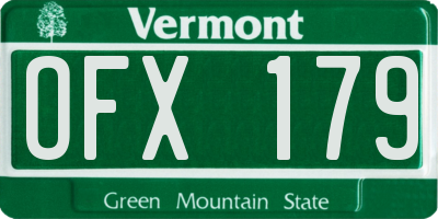 VT license plate OFX179