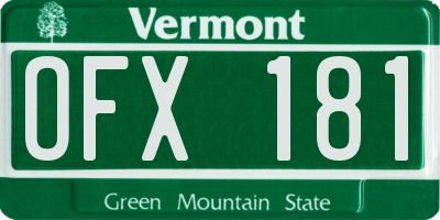 VT license plate OFX181