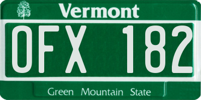 VT license plate OFX182