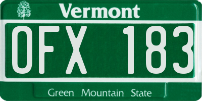 VT license plate OFX183