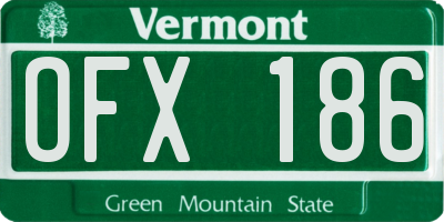VT license plate OFX186