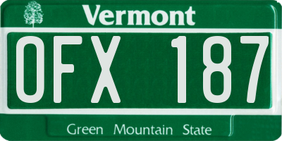 VT license plate OFX187