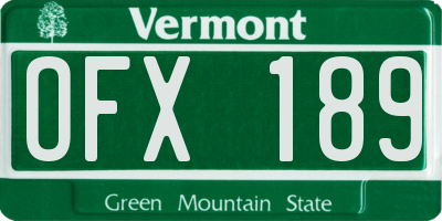 VT license plate OFX189