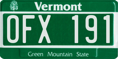 VT license plate OFX191