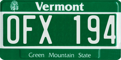 VT license plate OFX194