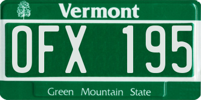 VT license plate OFX195