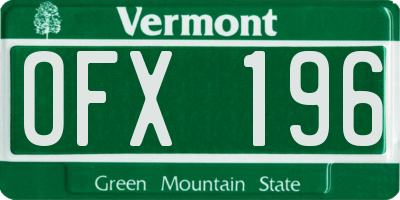 VT license plate OFX196