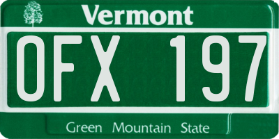 VT license plate OFX197