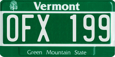 VT license plate OFX199