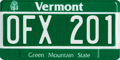 VT license plate OFX201