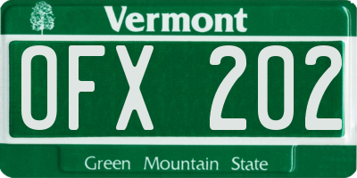 VT license plate OFX202