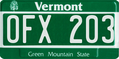 VT license plate OFX203