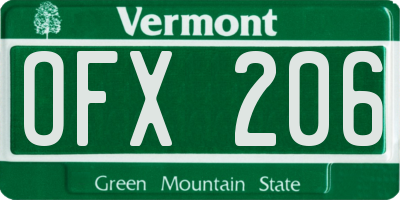 VT license plate OFX206