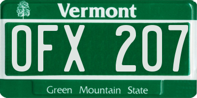 VT license plate OFX207