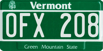 VT license plate OFX208