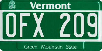 VT license plate OFX209