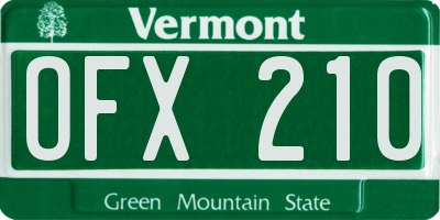VT license plate OFX210