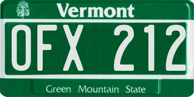 VT license plate OFX212