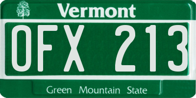 VT license plate OFX213