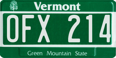 VT license plate OFX214