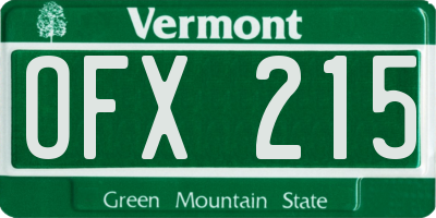 VT license plate OFX215
