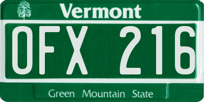 VT license plate OFX216