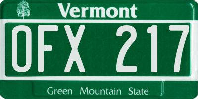 VT license plate OFX217