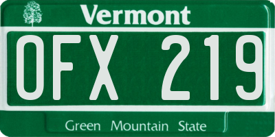 VT license plate OFX219