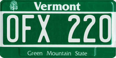 VT license plate OFX220