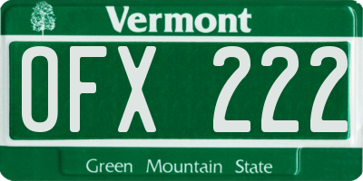 VT license plate OFX222