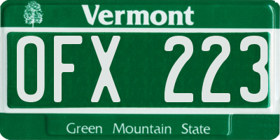 VT license plate OFX223
