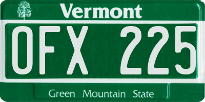 VT license plate OFX225