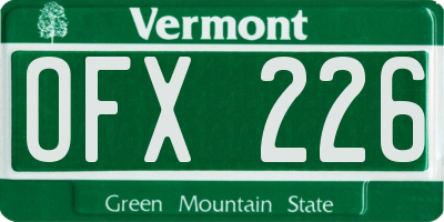 VT license plate OFX226