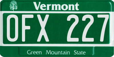 VT license plate OFX227