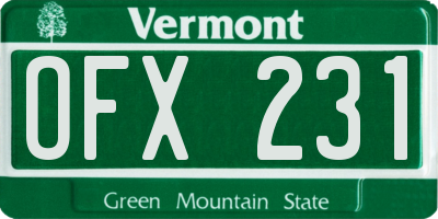 VT license plate OFX231