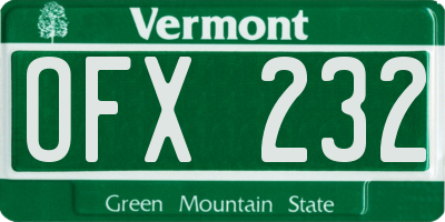 VT license plate OFX232