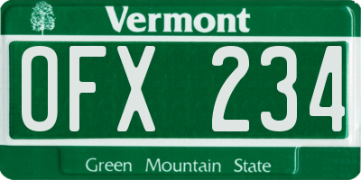 VT license plate OFX234